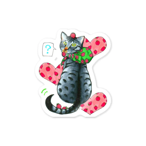 いちご大好きにゃんこ Sticker