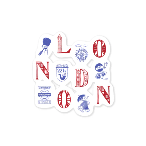 🌍 世界のまち 🇬🇧 イギリス・ロンドン (レッド) Sticker