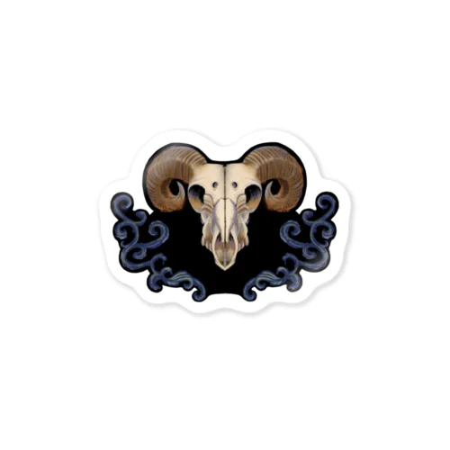 Blue Goat's Skull Sticker