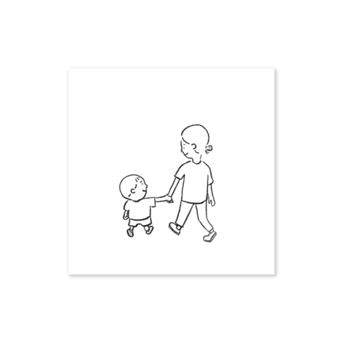 母と息子 ほっこりfamily いっしょにお散歩 Sticker