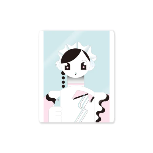 水色のメイドさん Sticker