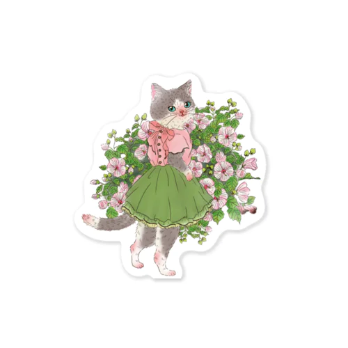 猫と芙蓉 Sticker