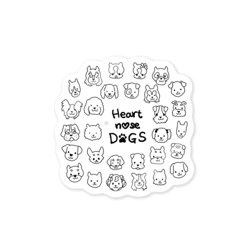 Heart nose DOGS（丸型） Sticker