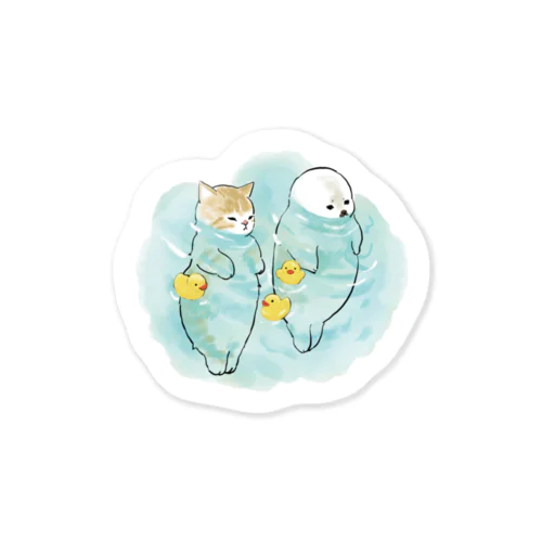 海とにゃんこ Sticker