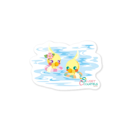 Sweet Cockatiels／浮き輪で海水浴 Sticker