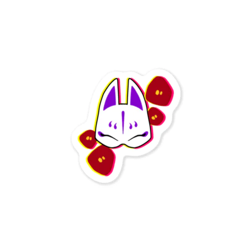 狐と椿。紫。 Sticker