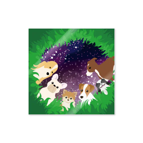 夜の草原の犬たち Sticker