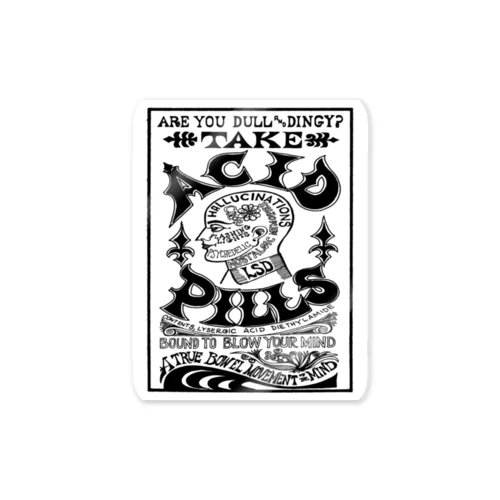 TAKE ACID PILLS_BLK Sticker