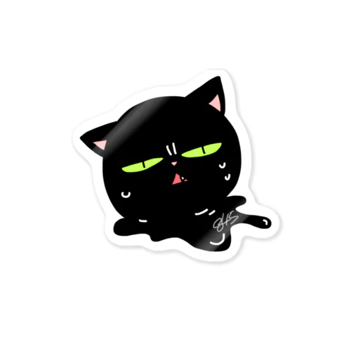 とけるくろねこ Sticker