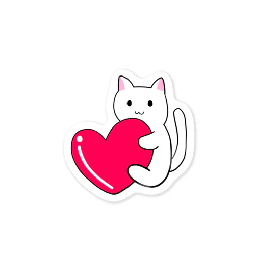 ハートにつかまる猫 Sticker