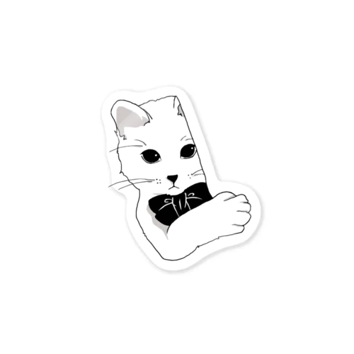 チラ見ねこ　白 Sticker