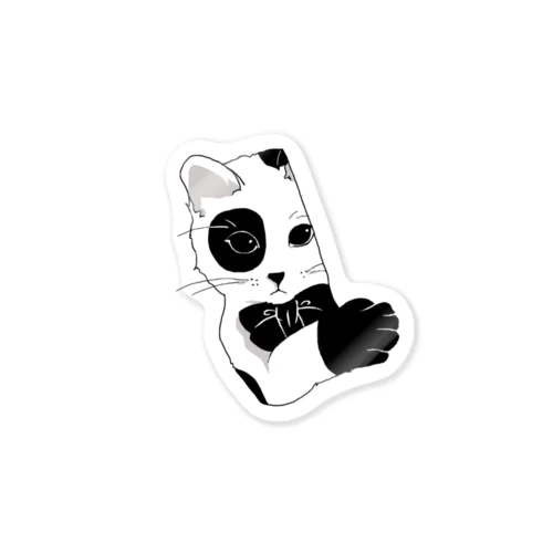 チラ見ねこ　白黒 Sticker