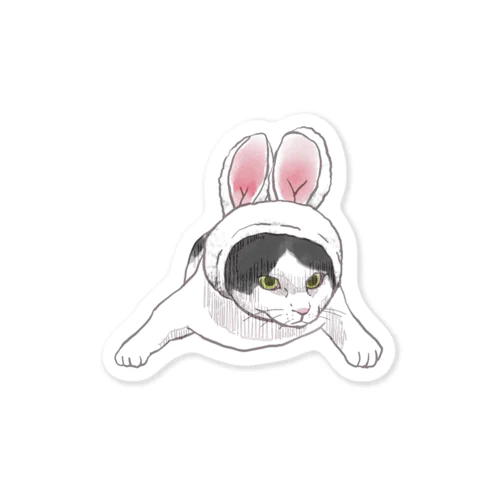 ハチワレ牛ねこシルバ（かぶりもの） Sticker