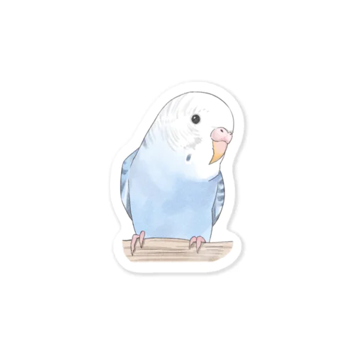 おしゃまな止まり木セキセイインコちゃん【まめるりはことり】 Sticker