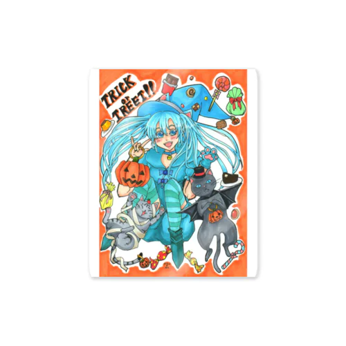 ⋆⸜🍭trick or treat🍬⸝⋆魔法少女miku with 使い魔にゃんズ Sticker