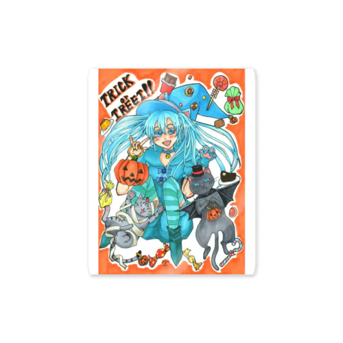 ⋆⸜🍭trick or treat🍬⸝⋆魔法少女miku with 使い魔にゃんズ ステッカー