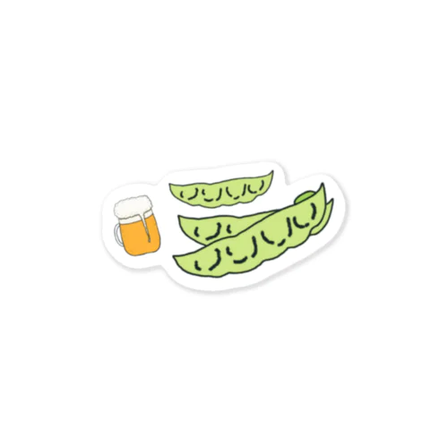 えだまめとビール Sticker