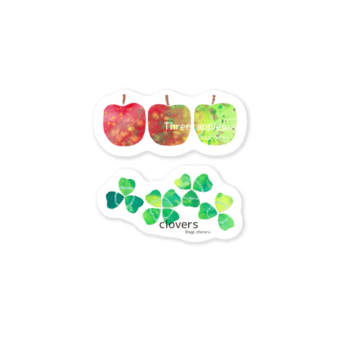 Three apples ＆ Clovers. Sticker