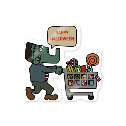 ハロウィンの為にお菓子を買いまくるフランケン Sticker