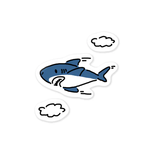 空飛ぶサメ ステッカー