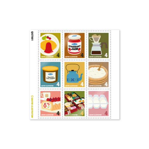キャトル切手シート_食べ物01 Sticker