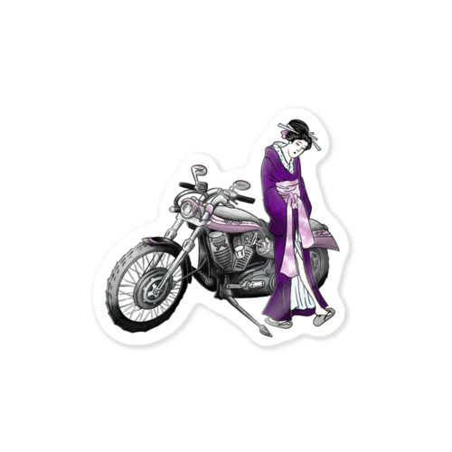 浮世絵とバイク(ステッカー) Sticker