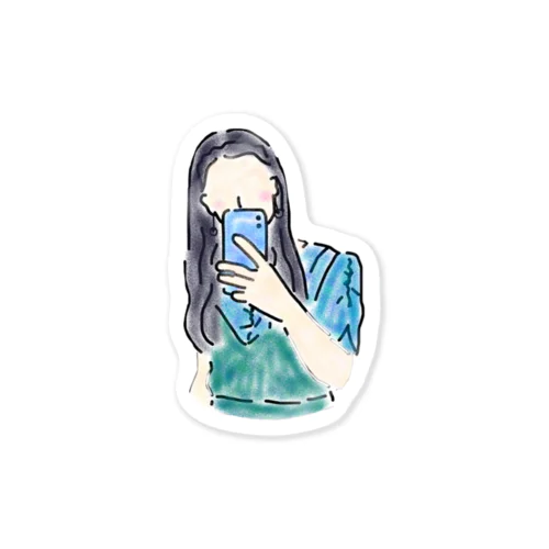 Blue dress girl Sticker