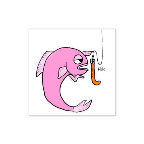 魚と釣り餌くん Sticker