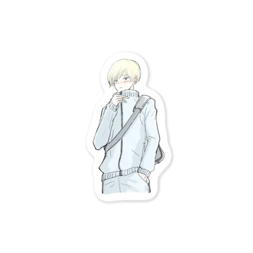 寒がる男の子（黄髪） Sticker