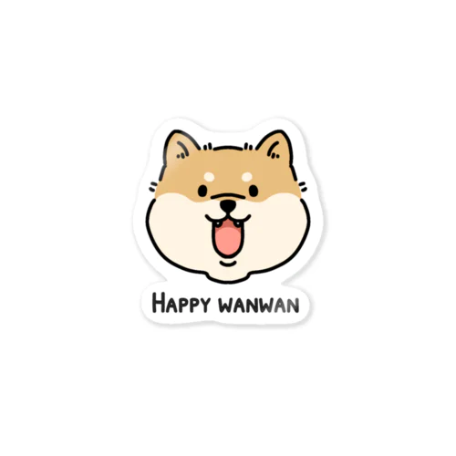 Happy wanwan 柴犬 ステッカー