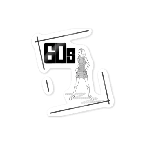 60年代レトロ☆Cute girl Sticker