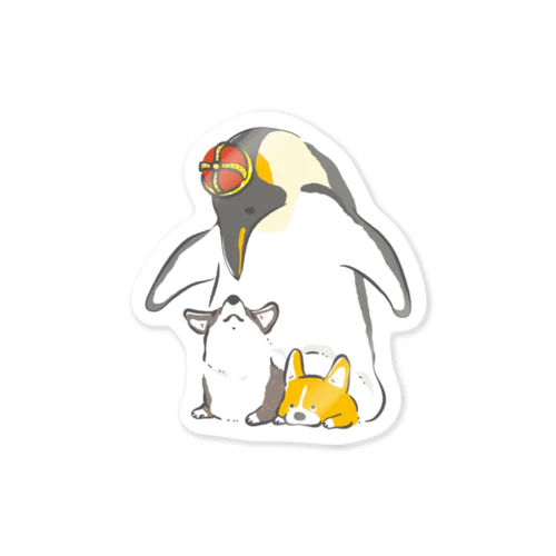 皇帝ペンギンとコーギー Sticker