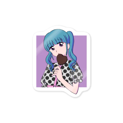 水色髪の女の子(パープル) Sticker