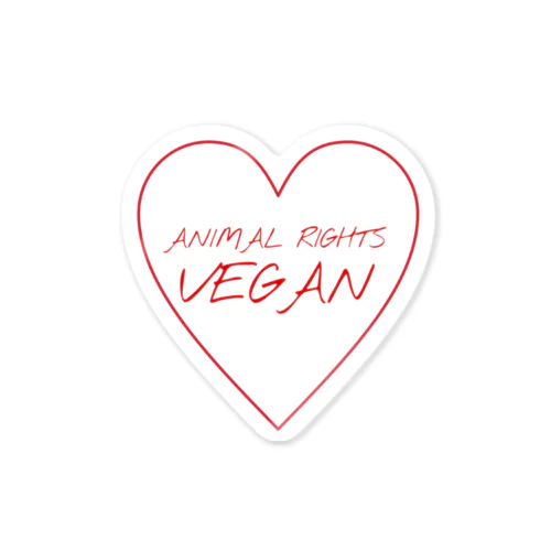 Animal Rights Vegan ハート(赤) Sticker