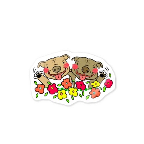 陽気なピットブル兄妹ダディ・ソフィー Sticker