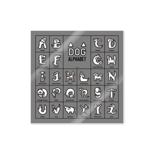 DOG alphabet-四角 ステッカー