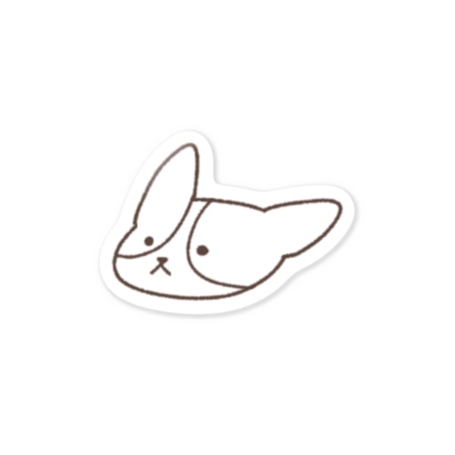 シンプルなコーギー (色 こげ茶) corgi Sticker