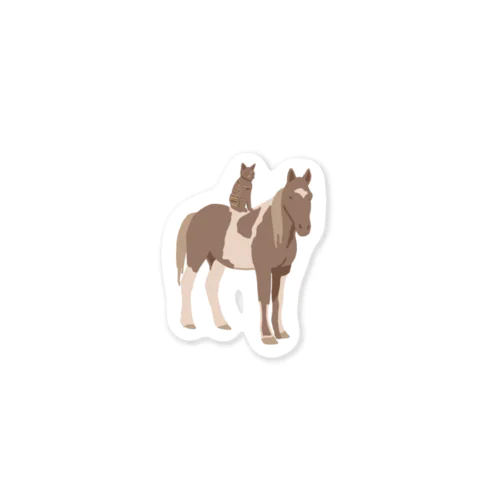 馬に猫 Sticker