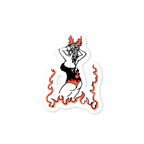 barning girl Sticker