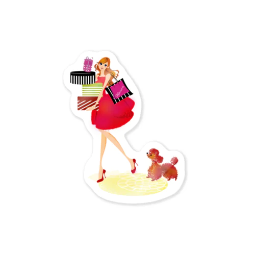 Lady＆Poodle Sticker