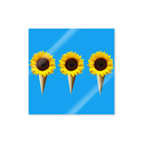 FLOWER CORN-Sun Flower- BLUE ステッカー