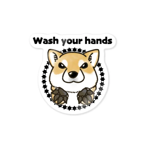 Wash your hands(赤柴） ステッカー