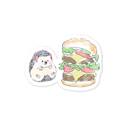 オリジナル　ハリネズミのソフィー、ハンバーガーを食べる。 Sticker