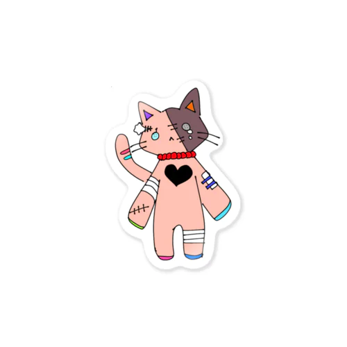 ぐずりﾎﾞﾛにゃんこ Sticker