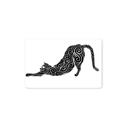 tribal cat -silhouette-(monochrome) Sticker