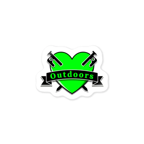 Heart and pegs Green Sticker