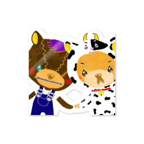 くまのマーク&マクセニ 牛バージョン Sticker