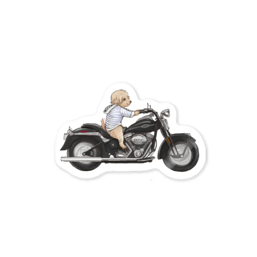 バイクとプードルちゃん Sticker