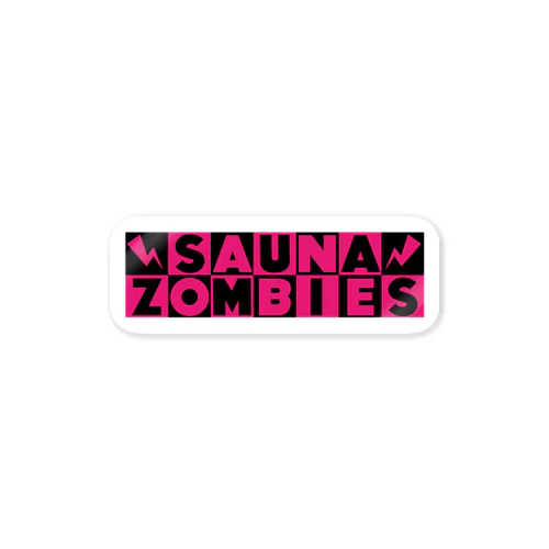 SAUNAZOMBIES -CARTOON LOGO STICKER BLACK&PINK - Sticker