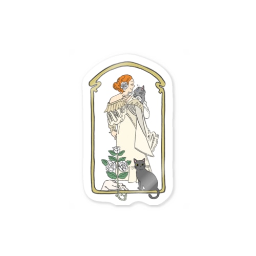ミュシャ風～ねこ～ Sticker